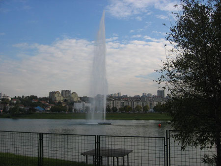 Water fountain in the lake